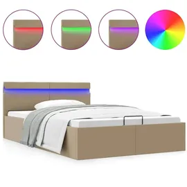 vidaXL Stauraumbett mit LED Cappuccino-Braun Kunstleder 140×200cm