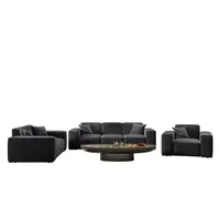 Fun Möbel Polstergarnitur Sofaset Designersofa CESINA 3-2-1 in Stoff, (inkl. 5 Zierkissen), Rundumbezug schwarz