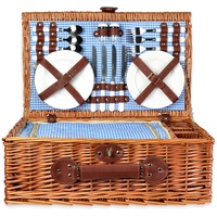 Schramm® Picknickkorb aus Weidenholz für 4 Personen wählbar mit oder ohne Henkel hochwertiger Weidenkorb mit Picknickdecke Picknickset, Größe:rechteckig