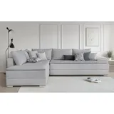 INOSIGN Ecksofa »Boxspringbett Night & Day L-Form mit Dauer-Schlaffunktion mit Armlehne«, mit Boxspring-Bettfunktion 180x200 cm und Bettkasten, Dauerschläfer! grau