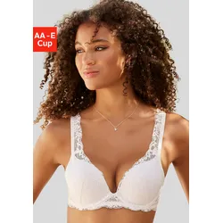Push-up-BH LASCANA, Damen, Gr. 75, Cup E, weiß, Microtouch, Obermaterial: 76% Polyamid, 13% Elasthan, 11% Polyester, feminin, BHs Push-up-BH BH Spitzen-BH Spitzenwäsche, rundherum aus wunderschöner, blumiger Spitze, Dessous