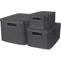 Curver Aufbewahrungsbox mit Deckel Style 3-tlg. S+M+L anthrazit