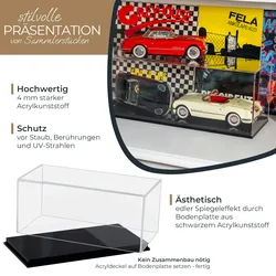 Acryl Vitrine für Modellautos, Figuren, HMF 46802, 27 x 12 x 11 cm