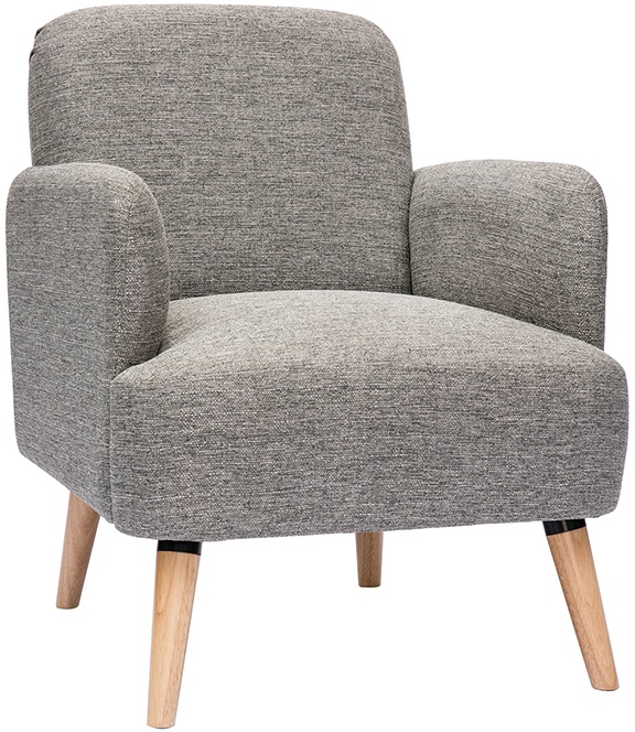 Fauteuil scandinave en tissu gris clair et bois clair ISKO