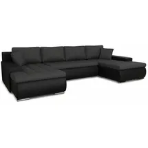 Sofnet Wohnlandschaft mit Schlaffunktion Faris U-Form - Couch, Schlafsofa mit Bettkasten, Couchgranitur mit Bettfunktion, Big Sofa, Bettsofa (Schwarz + Graphit (Madryt 1100 + Inari 94))