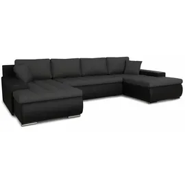 Sofnet Wohnlandschaft mit Schlaffunktion Faris U-Form - Couch, Schlafsofa mit Bettkasten, Couchgranitur mit Bettfunktion, Big Sofa, Bettsofa (Schwarz + Graphit (Madryt 1100 + Inari 94))