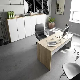 Habitdesign Schreibtisch – weiß 108x145x73h cm - Braun