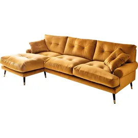 trends by hg Ecksofa »Samir L-Form« mit Strasssteinen und goldfarben Applikationen
