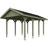 SKANHOLZ Skan Holz Wallgau - Satteldach Einzelcarport Breite 380 cm Gr. 1 - 380 x 600 cm Dachschalung Dachschalung mit Dachschindeln (schwarz) farblich unbehandelt Holzcarport