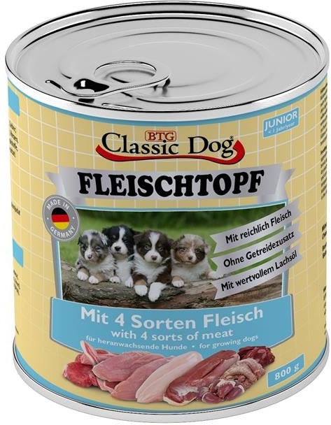Classic Dog Dose Junior Fleischtopf mit 4 Sorten Fleisch 800g (Menge: 6 je Bestelleinheit)