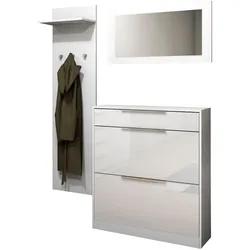 Garderoben-Set BORCHARDT MÖBEL "Olivia", weiß matt, hochglanz, Spanplatte, Kastenmöbel-Sets