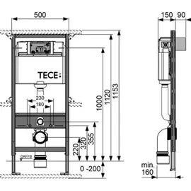 TECE TECEprofil WC-Modul mit Uni-Spülkasten, Bauhöhe 1120 mm