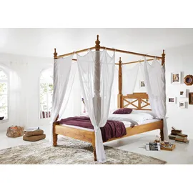 MASSIVMOEBEL24.DE Himmelbett Sheesham 180x200x224 braun geölt Nature Brown #532