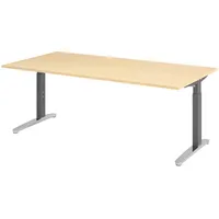 Bümö Schreibtisch Ahorn, Graphit, Nachbildung,Ahorn, Rechteckig, 200x74x100 cm, FSC