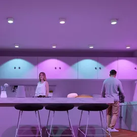 SSC-LUXon CELI-X Aufbaustrahler weiß flach mit LED Lampe kompatibel mit Alexa, Siri & Google - Spot mit Smart LED RGB+W GX53