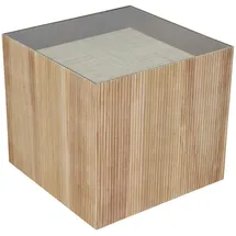 Svita Beistelltisch Wohnzimmertisch Eckig Quadratisch 50x50Rattan-Optik Paulownia Holz Natur