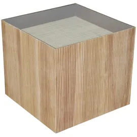 Svita Beistelltisch Wohnzimmertisch Eckig Quadratisch 50x50Rattan-Optik Paulownia Holz Natur