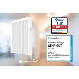 Evarmo Flächenspeicherheizung areo smart 1300 Watt digitales Thermostat mit LCD-Display