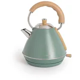 CREATE/KETTLE RETRO M/Elektrischer Wasserkocher Grün-Sage/Schnelles Aufkochen, Fassungsvermögen 1L, Abschaltautomatik, Anti-Kalk-Filter, Wasserstandsanzeige, Ø17.2cm, 2200W