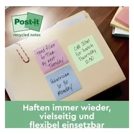 Post-it Super Sticky Recycling Notes Haftnotizen extrastark gelb, 12 Blöcke