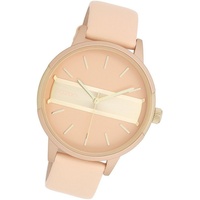 OOZOO Quarzuhr Oozoo Damen Armbanduhr Timepieces, Damenuhr Lederarmband pink, rundes Gehäuse, groß (ca. 42mm) lila