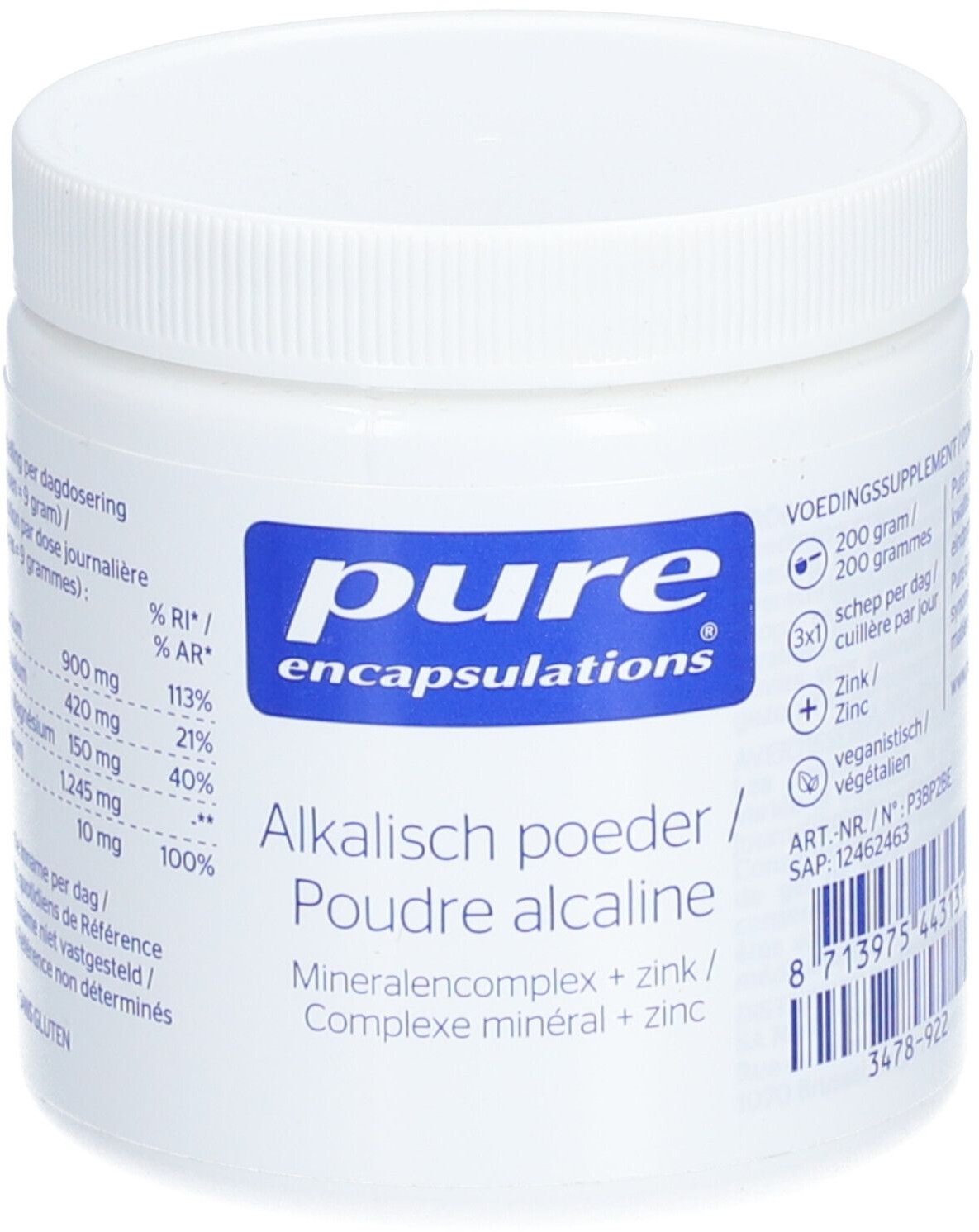 Pure Encapsulations Poudre Alcaline Pure 365 200 g Poudre