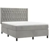 vidaXL Boxspringbett mit Matratze Hellgrau 140x200 cm Samt