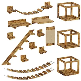 QLS Katzen Kletterwand Set XXL Hängebrücke