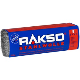 RAKSO Stahlwolle grob 5-200g, 1 Banderole, abtragen Beizschlamm v. Holz, entfernt Farbspritzer auf Glas, Flugrost auf Werkzeugen