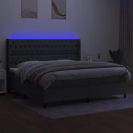 vidaXL Boxspringbett mit Matratze & LED Dunkelgrau 200x200 cm Stoff