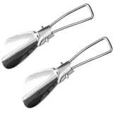 Lantelme 2 Stück Edelstahl Reise Schuhlöffel Set Klappbar klein flach für Handtasche | Taschen Schuhanzieher für Outdoor Camping | Kompakt Mini Schuhanziehhilfe Metall auch für Kinder - 44 1/3