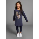 Kidsworld Langarmshirt "PFERD", Mädchen, Gr. 92/98, blau (navy), Jersey, Obermaterial: 100% Baumwolle, bedruckt, ausgestellt Po-bedeckend, Rundhals, abgesteppte Kante, Shirts Langarmshirt, Langarm, ausgestellter Schnitt, bedruckt, Rundhalsausschnitt