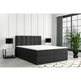 m-punkt24 Boxspringbett Prag 180 x 200 cm H3 Schwarz/Grau