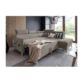 miuform Eckcouch Velours 2-Sitzer Beige