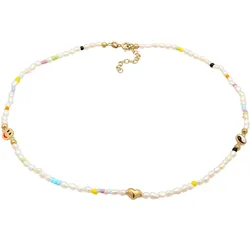 Elli Süßwasserperlen Yin & Yang Herz mit Smiling Face 925 Silber 38 Damen 