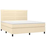 vidaXL Boxspringbett mit Matratze Creme 160x200 cm Stoff