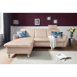 sit&more Ecksofa SIT & MORE "Daytona L-Form", beige (creme), B:245cm H:93cm T:164cm, Sofas, Ecksofa, mit Federkern, einer Kopfstütze und wahlweise mit Bettfunktion