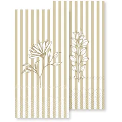 Chic Antique Längliche Serviette mit Streifen & Blumen, L20/B10 cm, honig