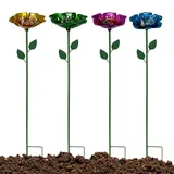 4 Stück Insektentränke, Bienentränke Für Den Garten, Gartenstecker Vogeltränke, Bienenbad, Bienentränke In Blütenform, Schmetterlingstränke Mit Gartenstecker Für Und Durstige Bestäuber