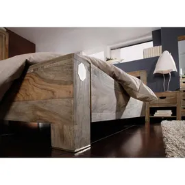 Massivmoebel24 Doppelbett 180 x 200 cm H2 Grau