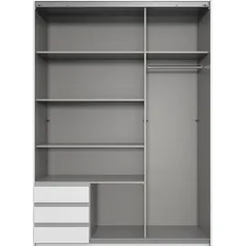 WIMEX Emden 135 x 198 x 64 cm Plankeneiche Nachbildung/weiß mit Spiegel und Schubladen
