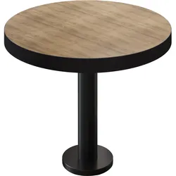 BML | Bistrotisch | Ø:H 60 x 77 cm | Eiche / Schwarz | Rund | Schwarzer Rand