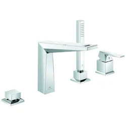 4-Loch-Einhand-Wannenkombination Allure Brilliant Private Collection 29525, Griff mit White Attica Ceasarstone, chrom