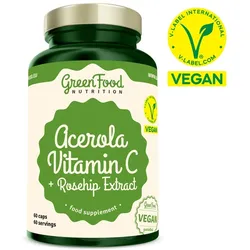 GreenFood Nutrition Acerola Vitamin C + Hagebutten Extrakt 60 St