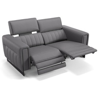 Sofanella 2-Sitzer Leder Lesina, Relaxsofa, Designsofa, Designer Couch, Italienisches Sofa, 2er Sofa grau