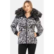Cipo & Baxx "Jacken", Damen, Gr. L weiß, 100% Polyester, bedruckt, regular fit normal, Bündchen, Jacken Winterjacke, mit modischem Allover-Print, WM129