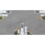 texpot Tischdecke Tischläufer Stickerei Osterhasen Ostern Frühling Blumen (1-tlg) grau Quadratisch | 85 cm x 85 cm