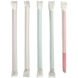 VEPATIM 200x BubbleTea Slush Papierhalme O12mm 20cm farbig sortiert einzeln gehüllt