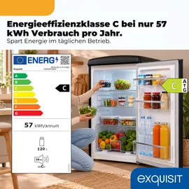 Exquisit RKS120-V-H-160C Vollraumkühlschrank (122 l, 895 mm hoch, Mattschwarz)