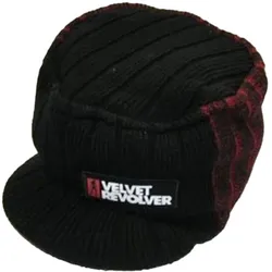 Velvet Revolver Unisex Schirm-Beanie mit Schriftzug Beanie Freizeit-Mütze KC101466VLR Schwarz/Rot - One-Size